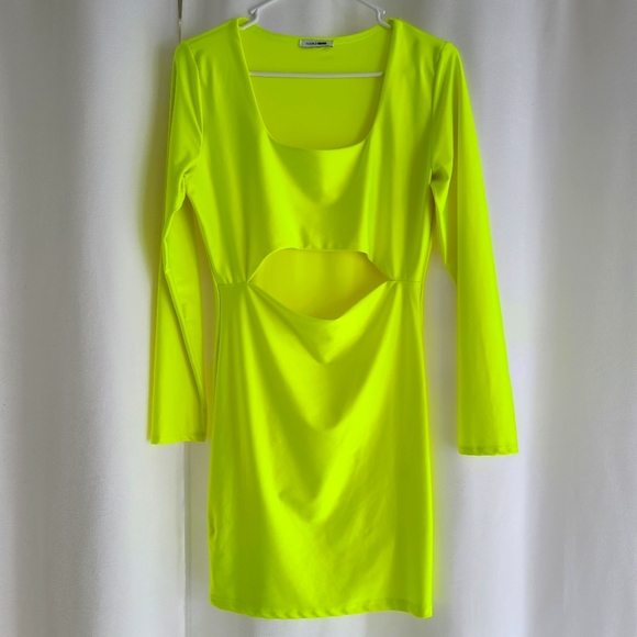 Neon Yellow-Green CutOut Dress - Picture 2 of 5